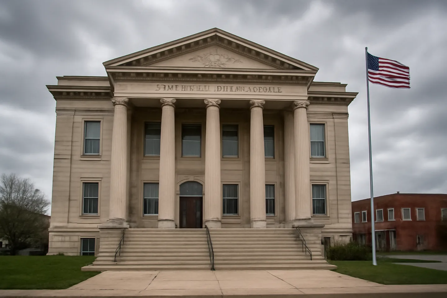 County courthouse exterior in a small town