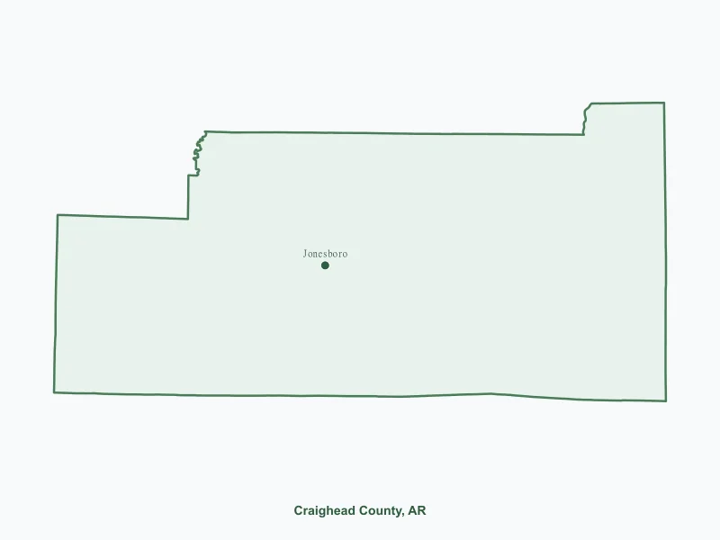 Map of Craighead County, AR showing major cities