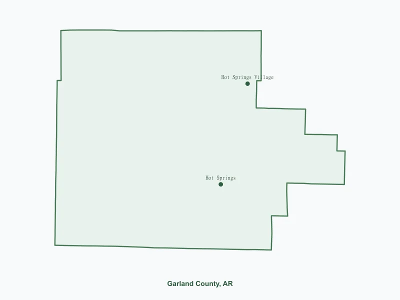 Map of Garland County, AR showing major cities