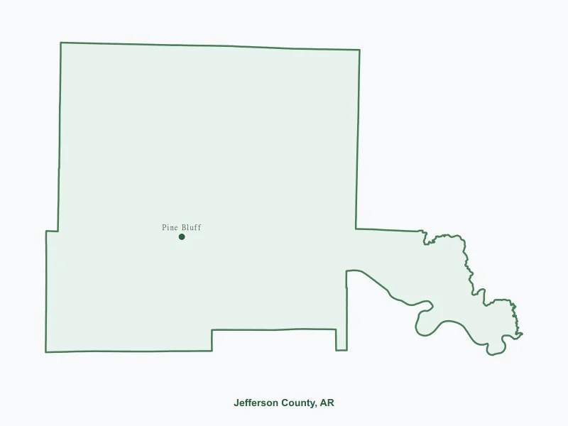 Map of Jefferson County, AR showing major cities