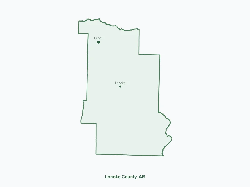 Map of Lonoke County, AR showing major cities