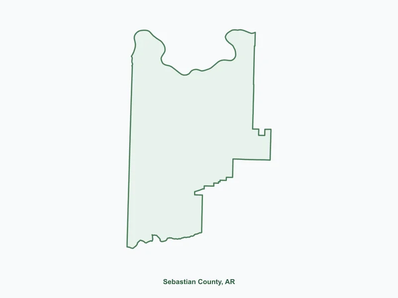 Map of Sebastian County, AR showing major cities